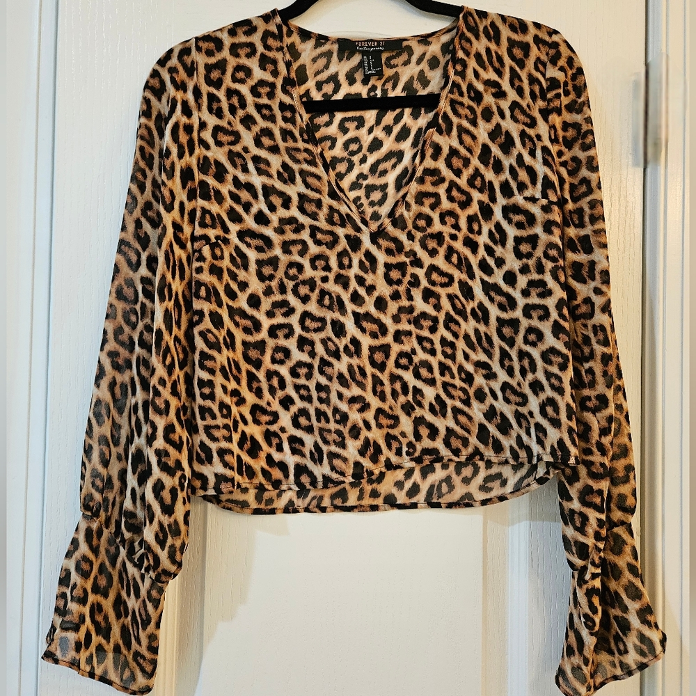 Forever 21 Sheer Cheetah print top